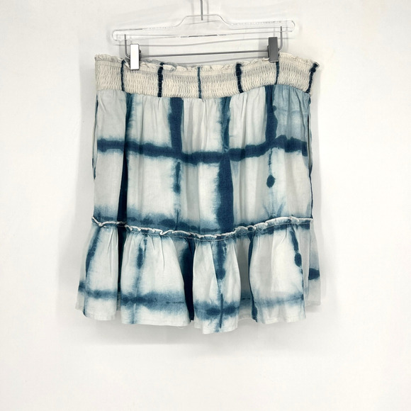 Pilcro Skirt Womens L Boho Ruffle Tie Dye Blue‎ White Peasant Feminine Smocked - Picture 2 of 8